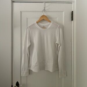 Outdoor Voices FastTrack waffle-knit long sleeve in white, size extra-large